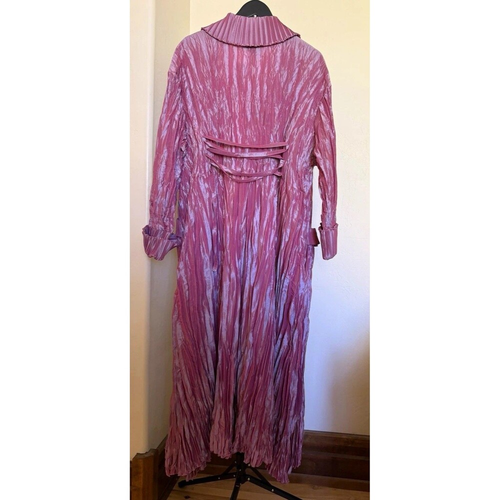 Donna Vinci NWT Metallic Pleated Maxi Duster Coat Jacket Plus Size 26 Church
